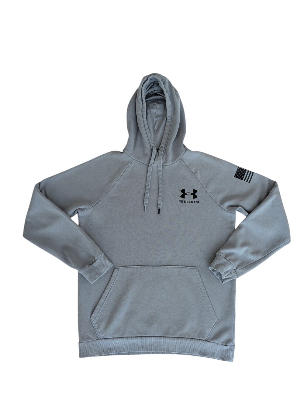 Under Armour Loose UA Freedom Flag Pullover Hoodie MEDIUM Gray Front Pocket